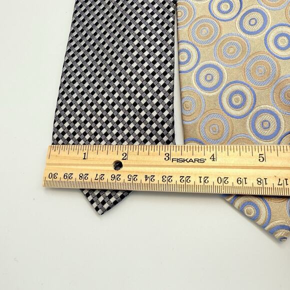 Lot (3) Michael Kors Necktie Mens Tie Multicolor Check Floral Geometric Silk 59" - Picture 6 of 8